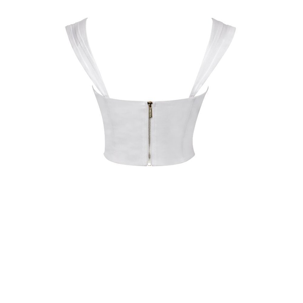 Serina White Lace Satin Corset Top - Picture 6 of 9